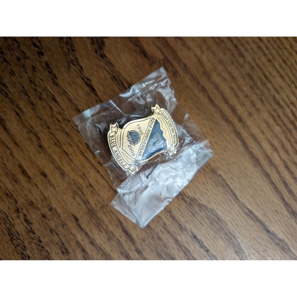 Blue Angels 62nd Anniversary Quad City Air Show Lapel Pin 1946-2008 Gold Tone